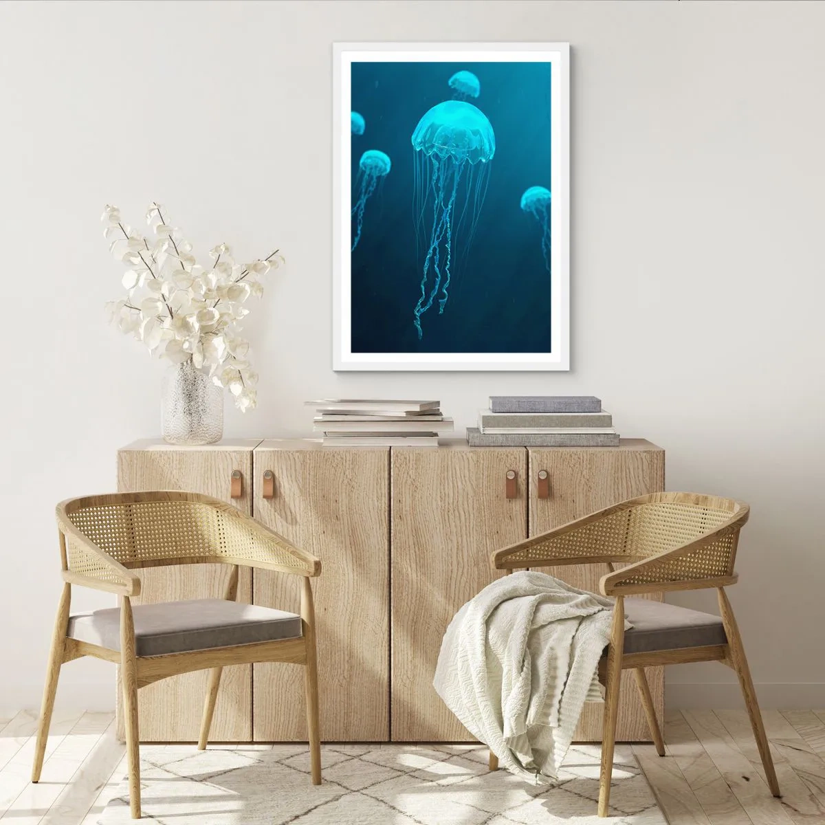 Poster in cornice bianca - La danza oceanica - 50x70 cm