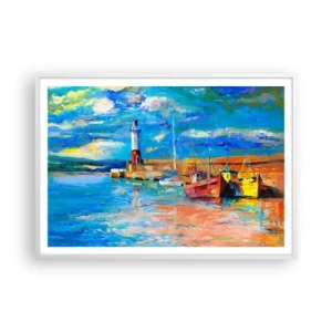 Poster in cornice bianca - Pomeriggio nell'insenatura multicolore - 100x70 cm