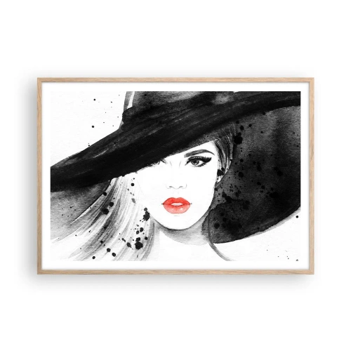 Poster in cornice rovere chiaro - Donna in nero - 100x70 cm