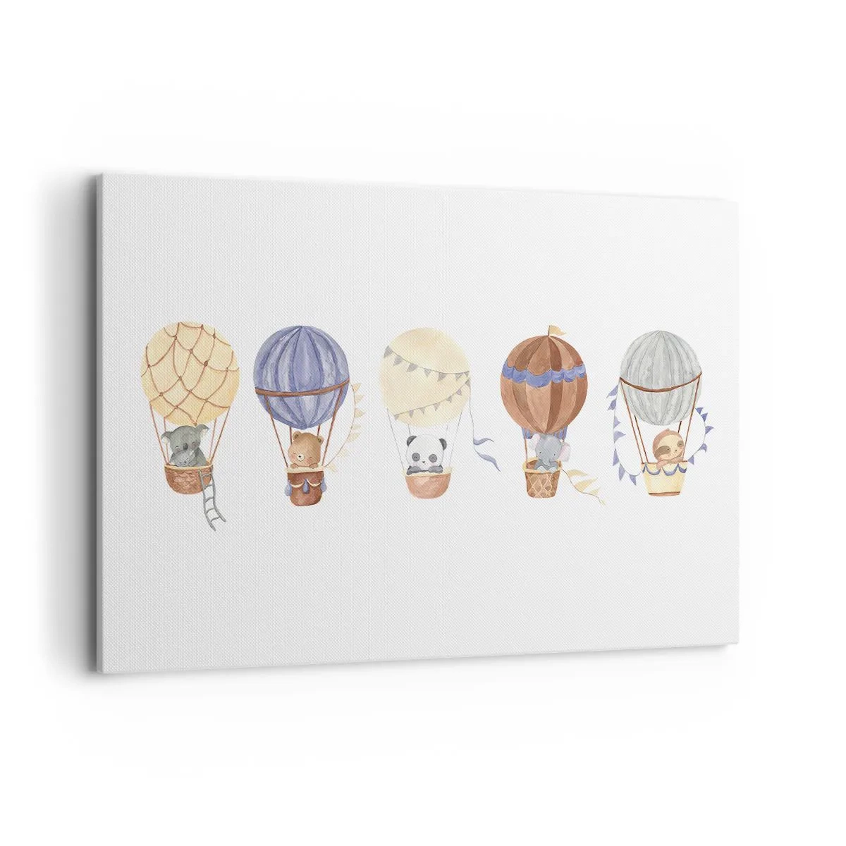 Quadro su tela - Stampe su Tela - Simpatici animali in palloncini su sfondo bianco - 120x80cm - Amici in viaggio - Decorazione murale moderna per soggiorno e camera da letto ARTTOR