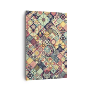 Quadro su tela - Stampe su Tela - Motivi geometrici colorati ispirati allo stile marocchino - 80x120cm - L'atmosfera del Marocco - Decorazione murale moderna per soggiorno e camera da letto ARTTOR