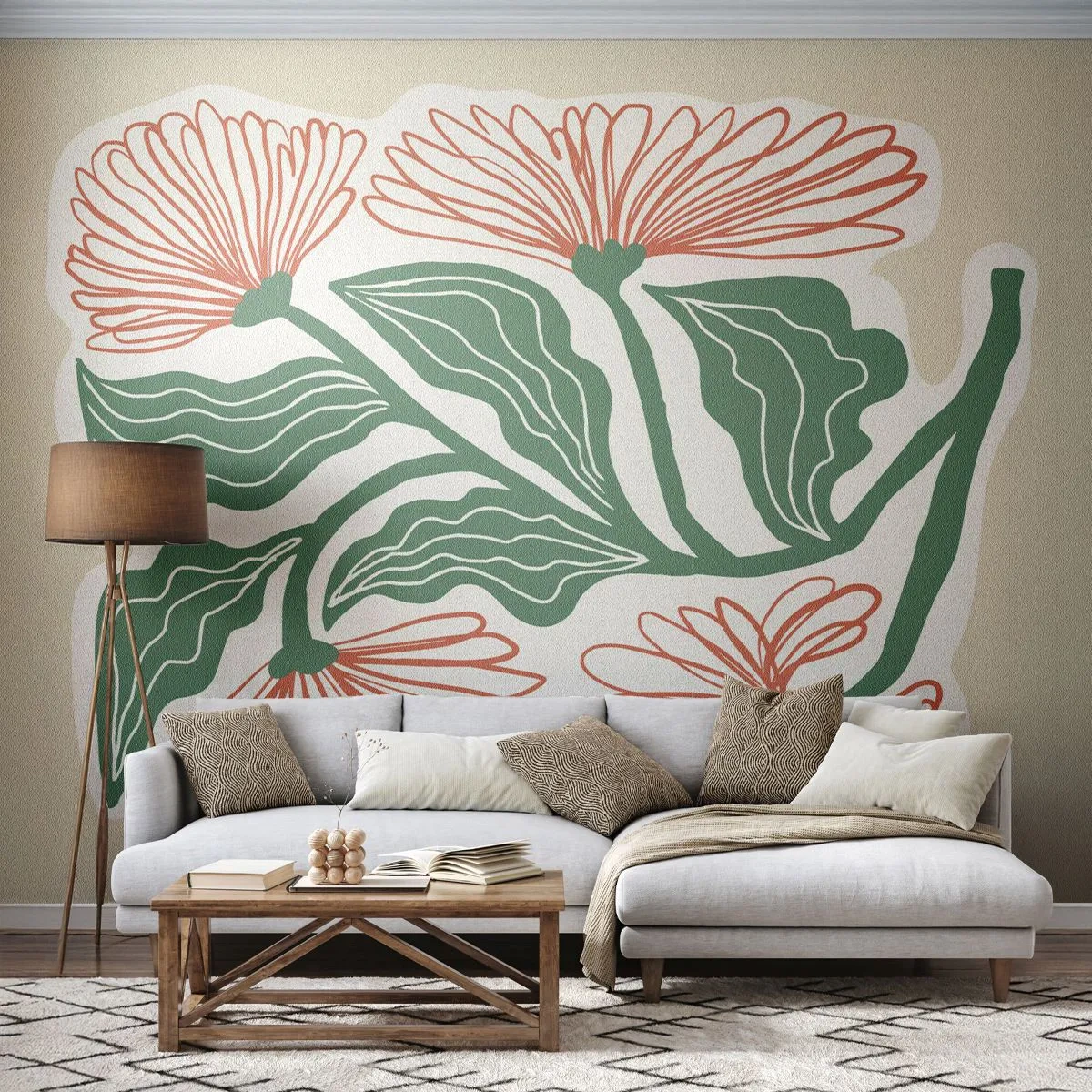 Fotomurali Premium Sand - Folklore e modernità - Boho, Fiori, Minimalismo - 100x70 cm
