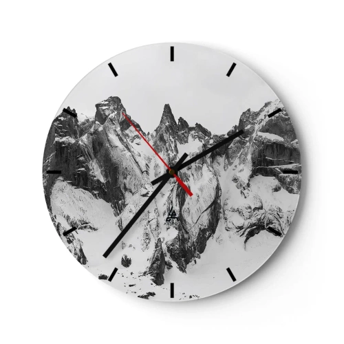 Orologio da parete - Orologio in Vetro - Cime innevate bianche e nere - 30x30cm - Cresta minacciosa di granito - Decorazione murale moderna per soggiorno, cucina e camera da letto ARTTOR