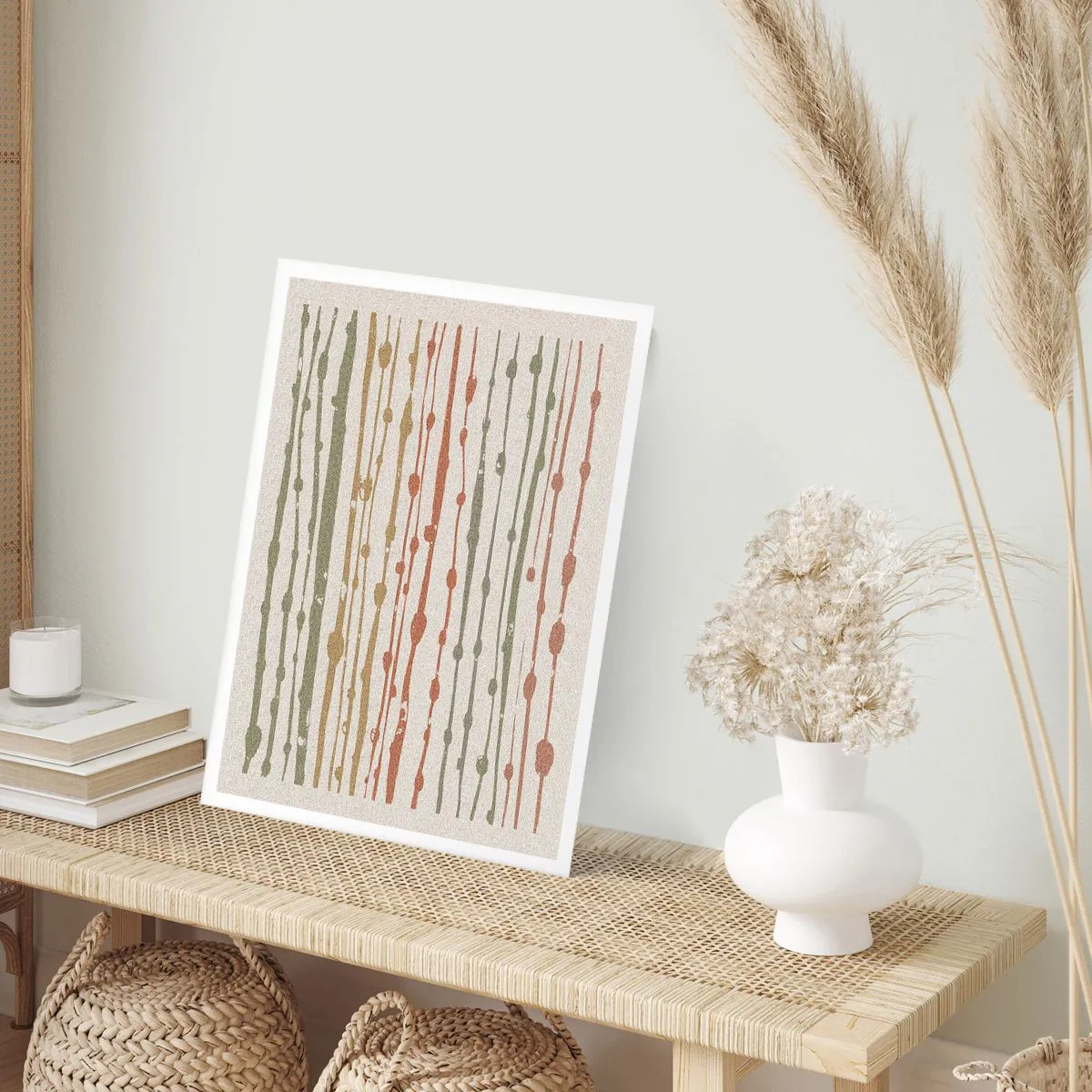 Poster - Linee verticali astratte in tonalità naturali - 50x70cm - La notazione musicale dei colori - Decorazione murale moderna per soggiorno e camera da letto ARTTOR