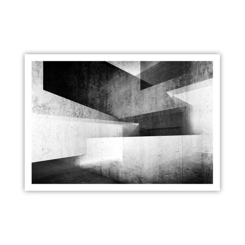 Poster - Forme geometriche in una composizione monocromatica - 100x70cm - La struttura dello spazio - Decorazione murale moderna per soggiorno e camera da letto ARTTOR
