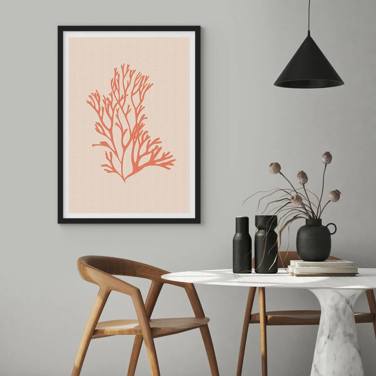 Poster in cornice nera - Filigrana di corallo - 40x50 cm