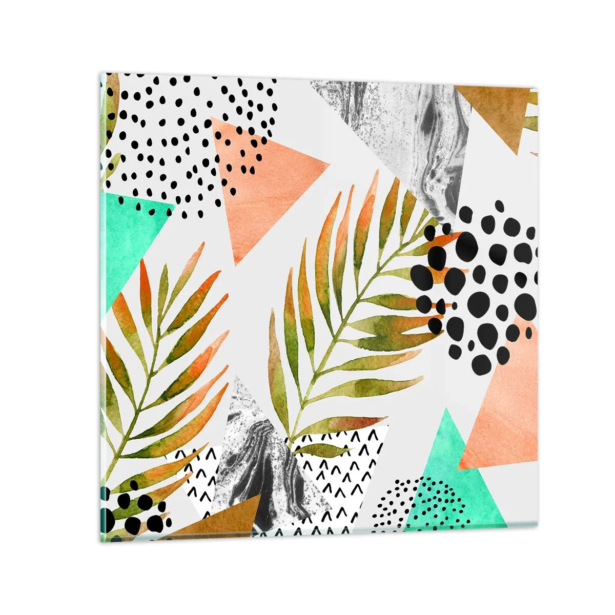 Quadro su vetro - Decorazione con foglie di palma - 60x60 cm