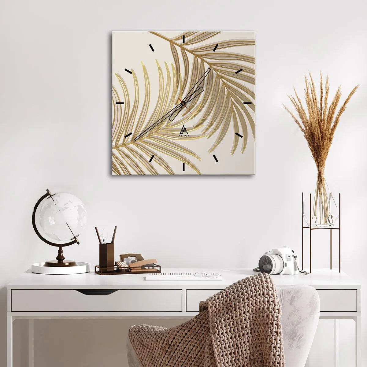 Orologio da parete - Orologio in Vetro - Palma d'oro! - 40x40 cm