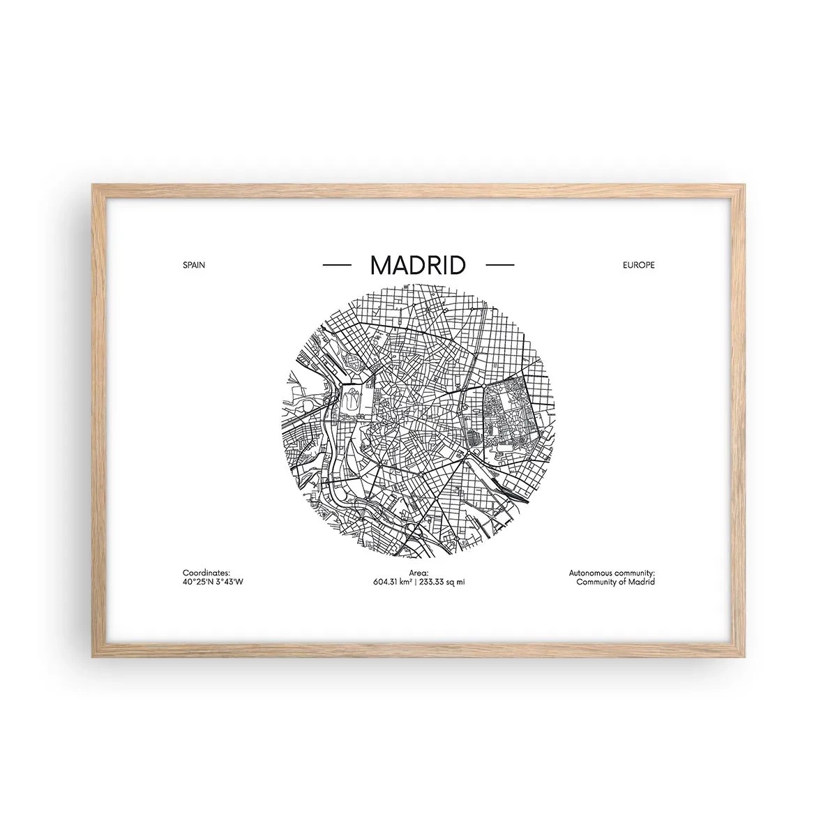 Poster in cornice rovere chiaro - Anatomia di Madrid - 70x50 cm