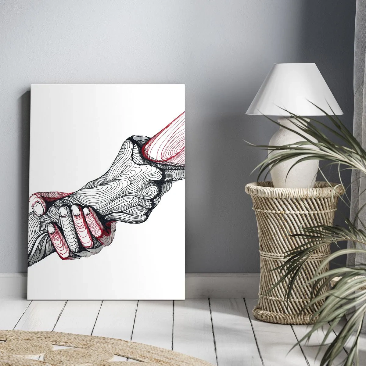 Quadro su tela - Stampe su Tela - Mani artistiche che si tengono in uno stile minimalista - 50x70cm - Sei in buone mani - Decorazione murale moderna per soggiorno e camera da letto ARTTOR
