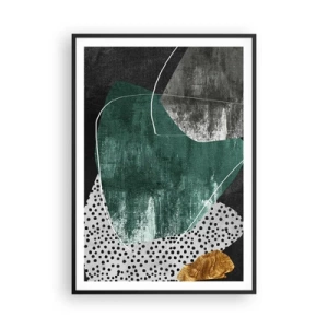 Poster in cornice nera - Astrazione colorata con petalo d'oro - 70x100 cm