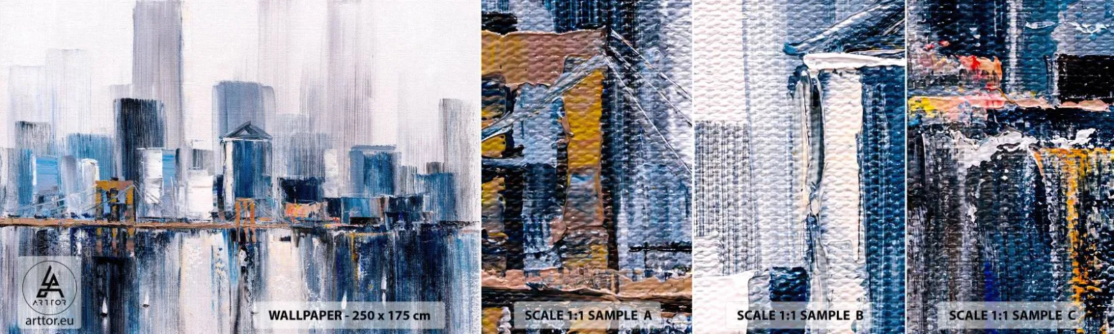 Campione di Fotomurale Adesivo Deluxe Sticker - Impressione di New York - Edifici, Pezzo, Pittura - 100x30 cm