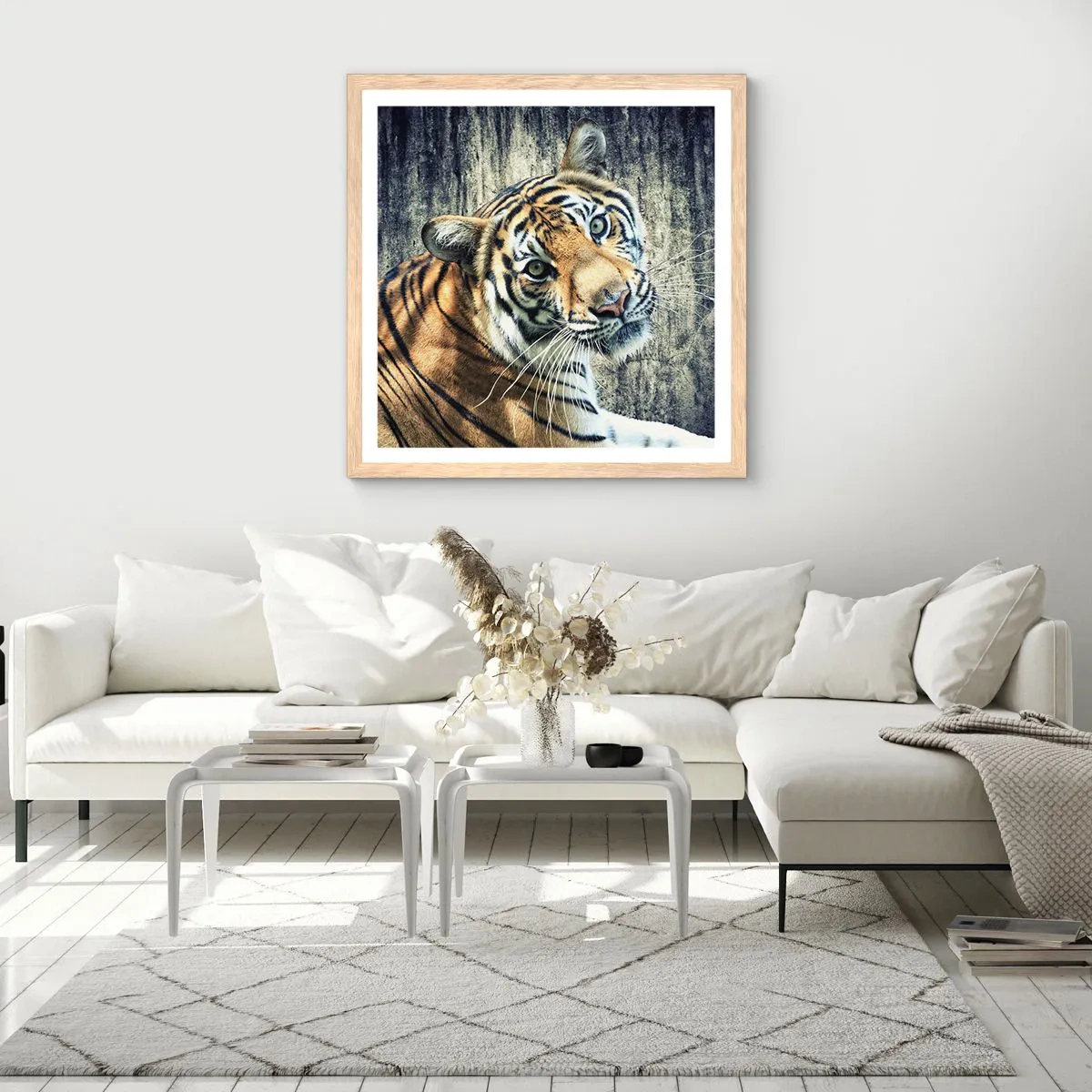 Poster in cornice rovere chiaro - Ritratto nei flussi di luce - 40x40 cm