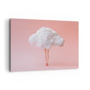 Quadro su tela - Stampe su Tela - Gambe in una nuvola su sfondo rosa - 120x80cm - Dolce promessa - Decorazione murale moderna per soggiorno e camera da letto ARTTOR