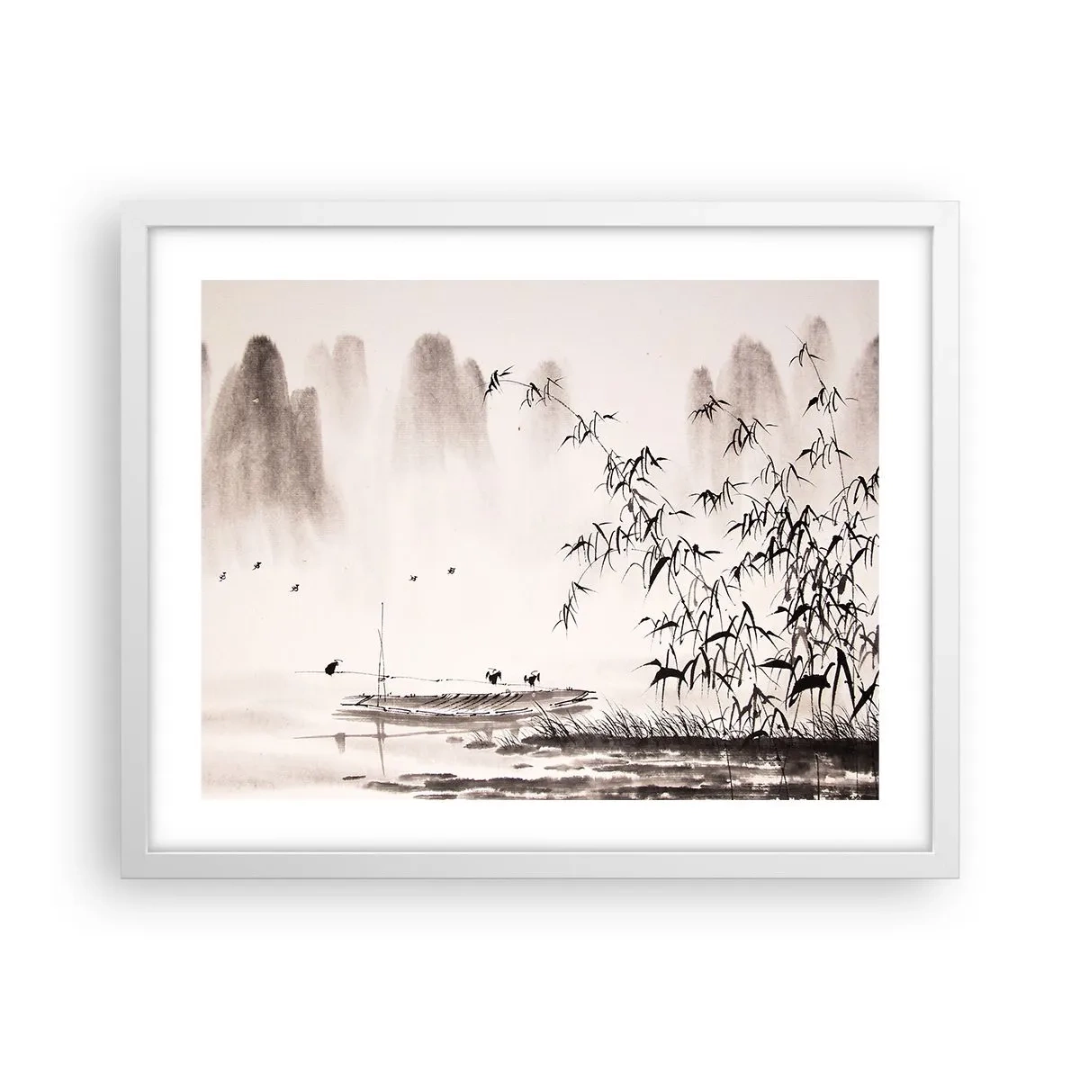 Poster in cornice bianca - Il silenzio dei campi di riso - 50x40 cm