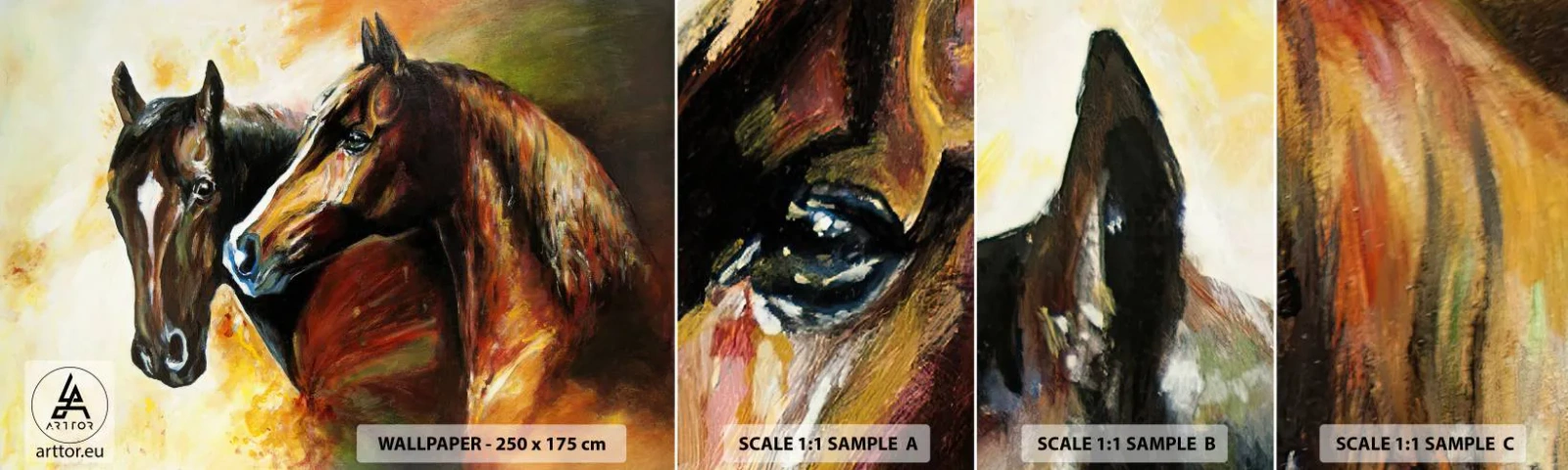 Campione Di Fotomurale Standard Eco - Due volte più grazia - Animali, Cavalli, Natura - 100x30 cm