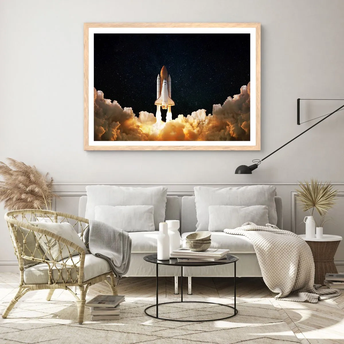 Poster in cornice rovere chiaro - Ad astra! - 100x70 cm