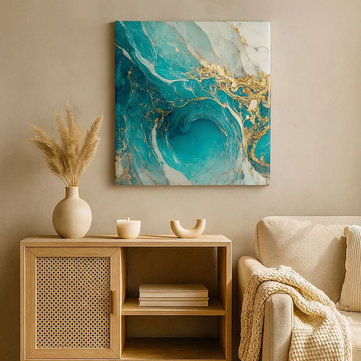 Quadro su tela - Stampe su Tela - Composizione con vene d'oro - 30x30 cm