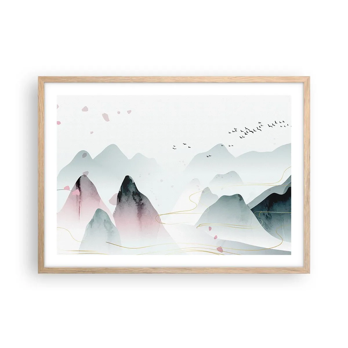 Poster in cornice rovere chiaro - Oltre le cime - 70x50 cm