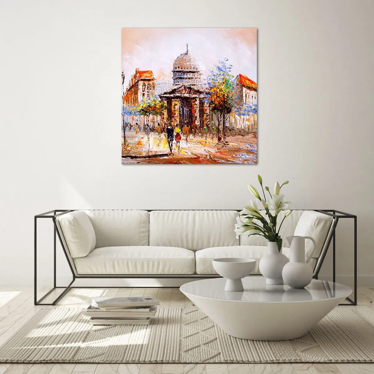 Quadro su vetro - Passeggiata a Parigi - 40x40 cm