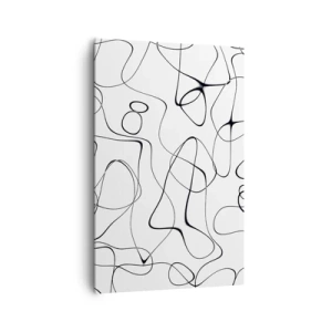 Quadro su tela - Stampe su Tela - Linee nere astratte su sfondo bianco in stile minimalista - 80x120cm - Strade della vita, eventi del destino - Decorazione murale moderna per soggiorno e camera da letto ARTTOR