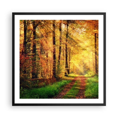 Poster in cornice nera - Il silenzio d'oro del bosco - 60x60 cm