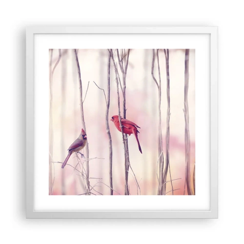 Poster in cornice bianca - Il racconto del bosco rosa - 40x40 cm