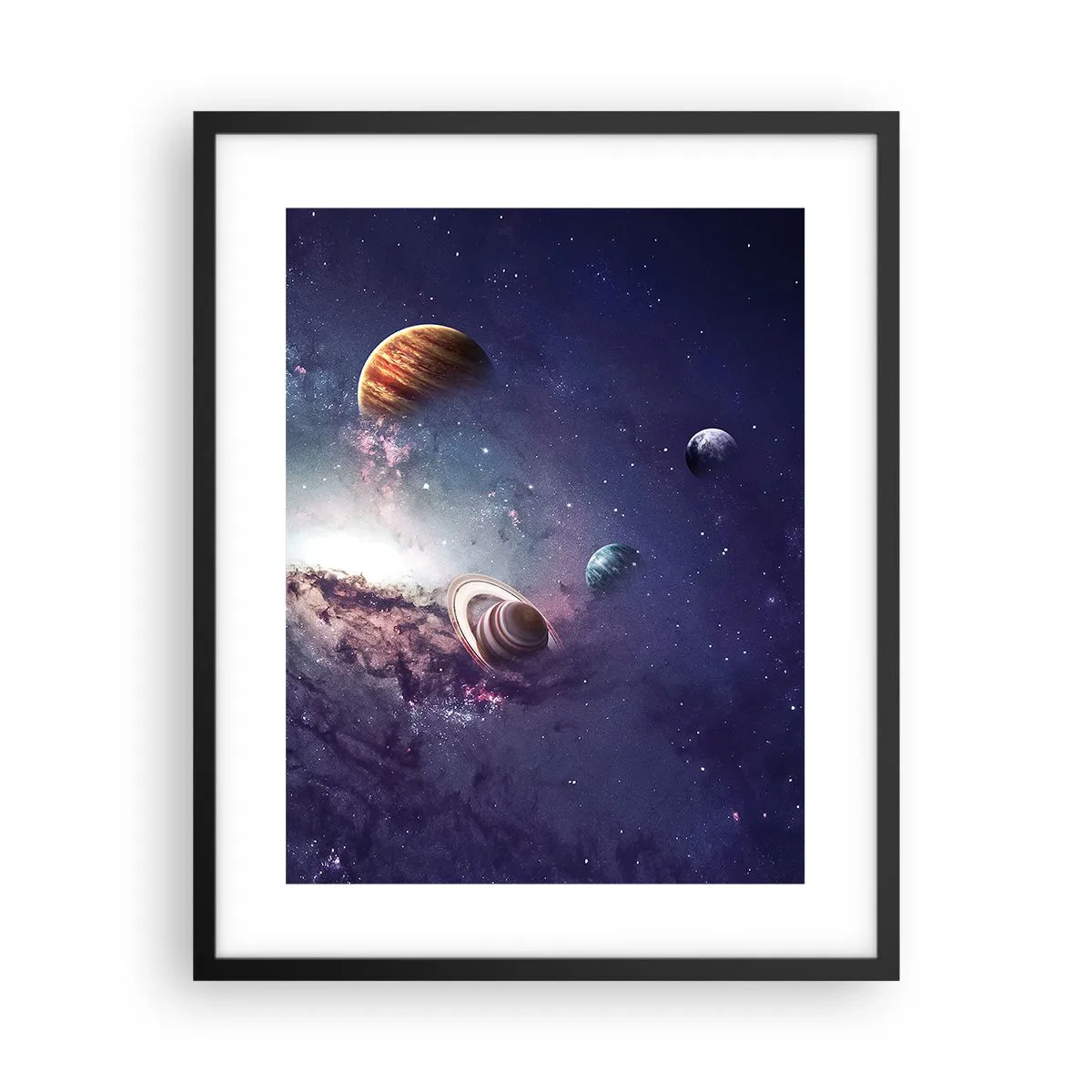 Poster in cornice nera - Sistema solare danzante - 40x50 cm