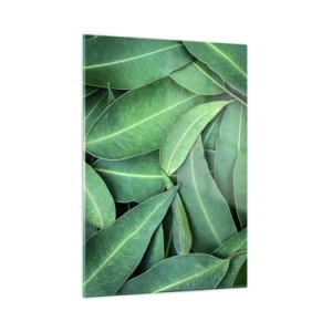 Quadro su vetro - Primo piano di foglie verdi disposte a strati - 50x70cm - Succosi e freschi - Decorazione murale moderna per soggiorno e camera da letto ARTTOR