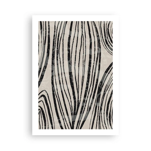 Poster - Linee nere astratte su sfondo beige - 50x70cm - Una palude di linee - Decorazione murale moderna per soggiorno e camera da letto ARTTOR