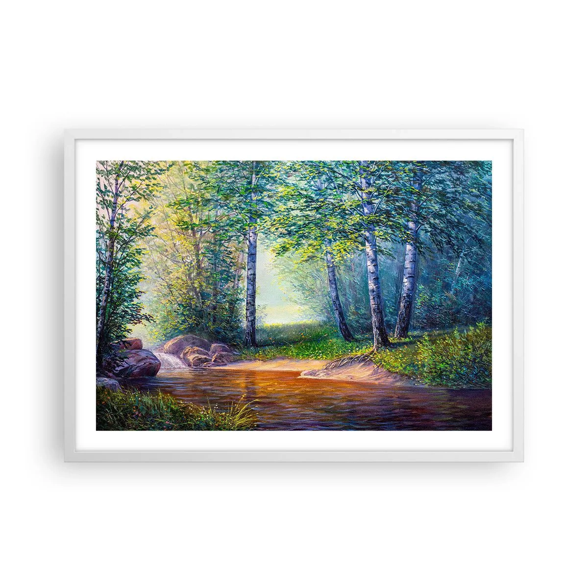 Poster in cornice bianca - Scena di beatitudine - 70x50 cm