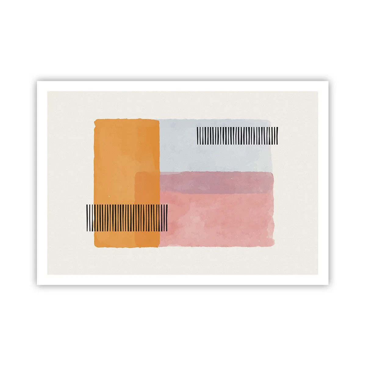 Poster - Geometria in colori pastello con linee su sfondo chiaro - 100x70cm - Da un angolo all'altro - Decorazione murale moderna per soggiorno e camera da letto ARTTOR