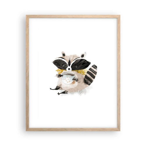 Poster in cornice rovere chiaro - Il mio amico procione - 40x50 cm