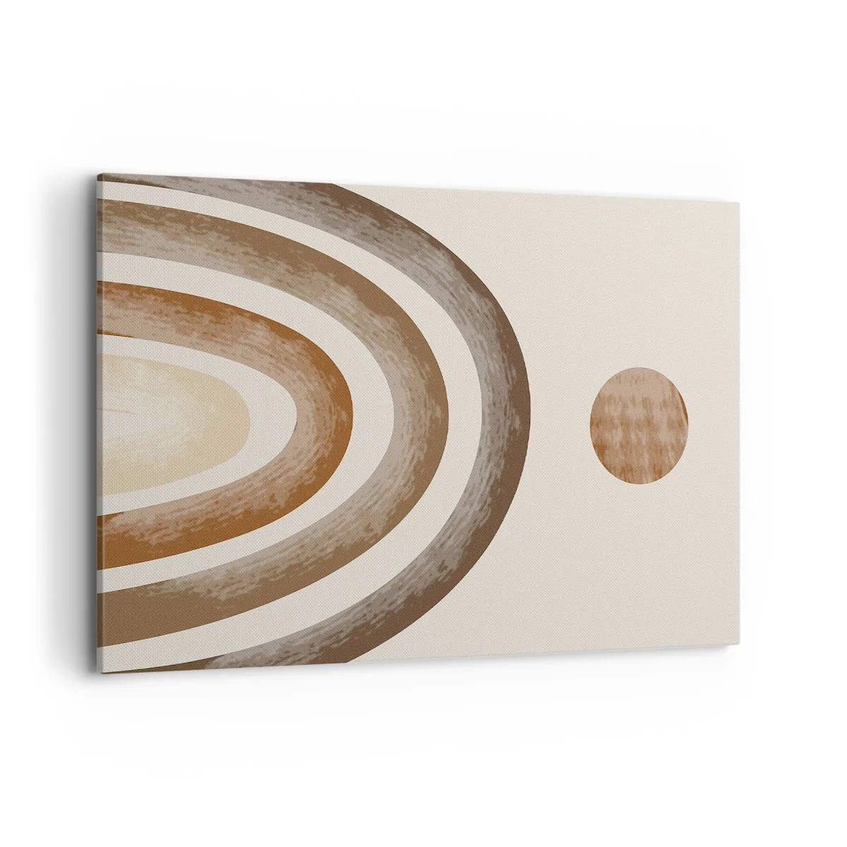 Quadro su tela - Stampe su Tela - Motivo planetario geometrico nei toni del marrone - 120x80cm - In una galassia lontana - Decorazione murale moderna per soggiorno e camera da letto ARTTOR