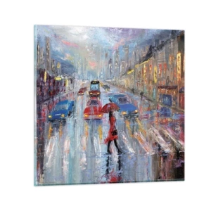 Quadro su vetro - Pomeriggio di pioggia in città - 40x40 cm