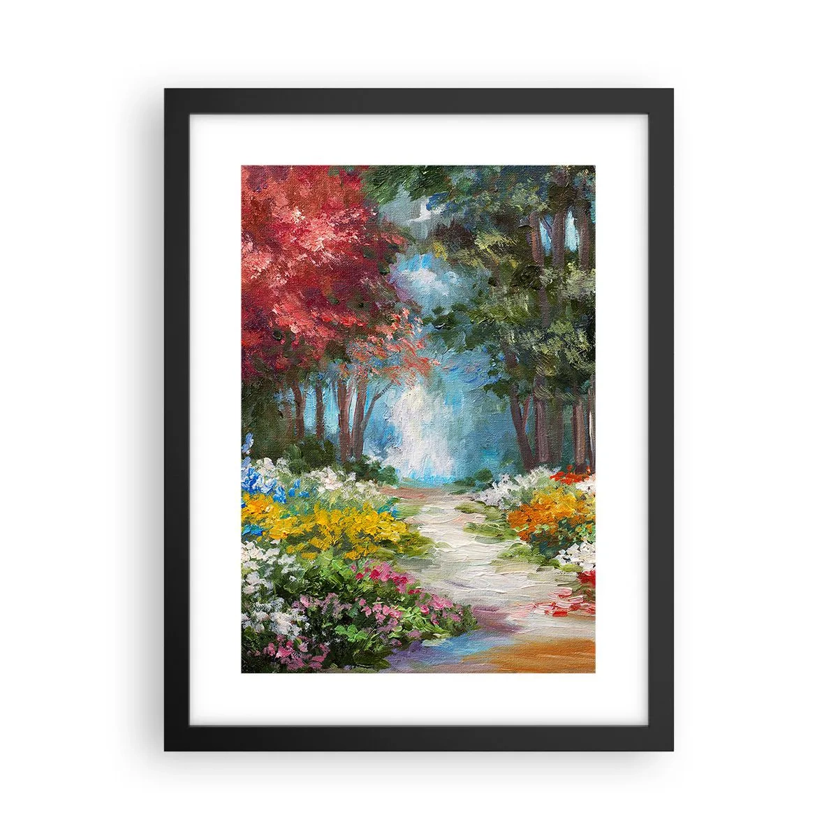 Poster in cornice nera - Il giardino del bosco d'aprile - 30x40 cm