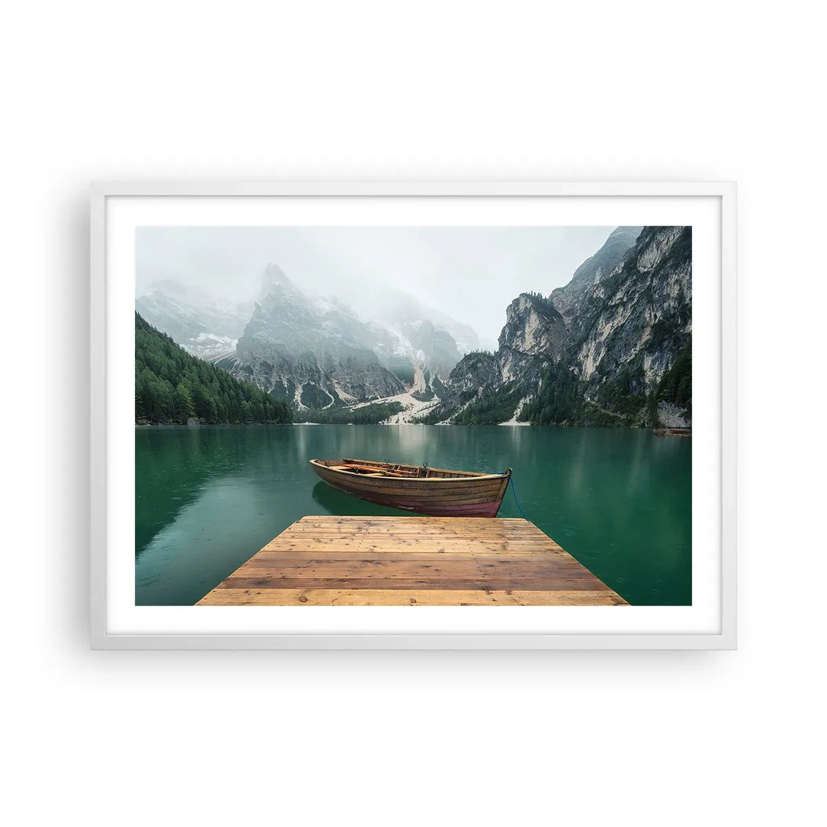 Poster in cornice bianca - E attorno le fiere rocce - 70x50 cm