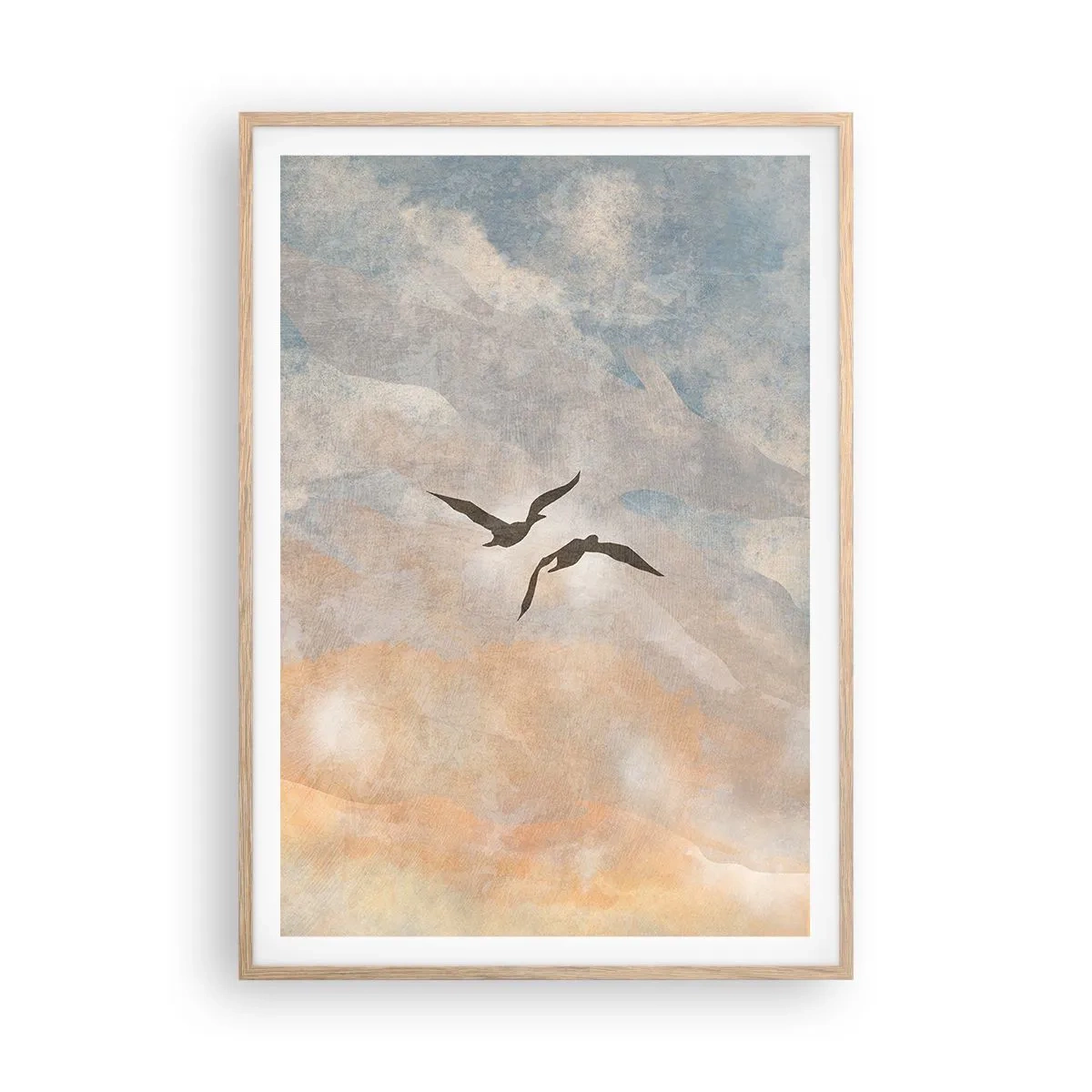 Poster in cornice rovere chiaro - Danza nel cielo - 70x100 cm