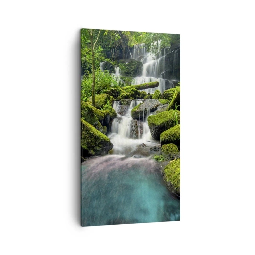 Quadro su tela - Stampe su Tela - Turchese, zaffiro e argento liquido - 45x80 cm