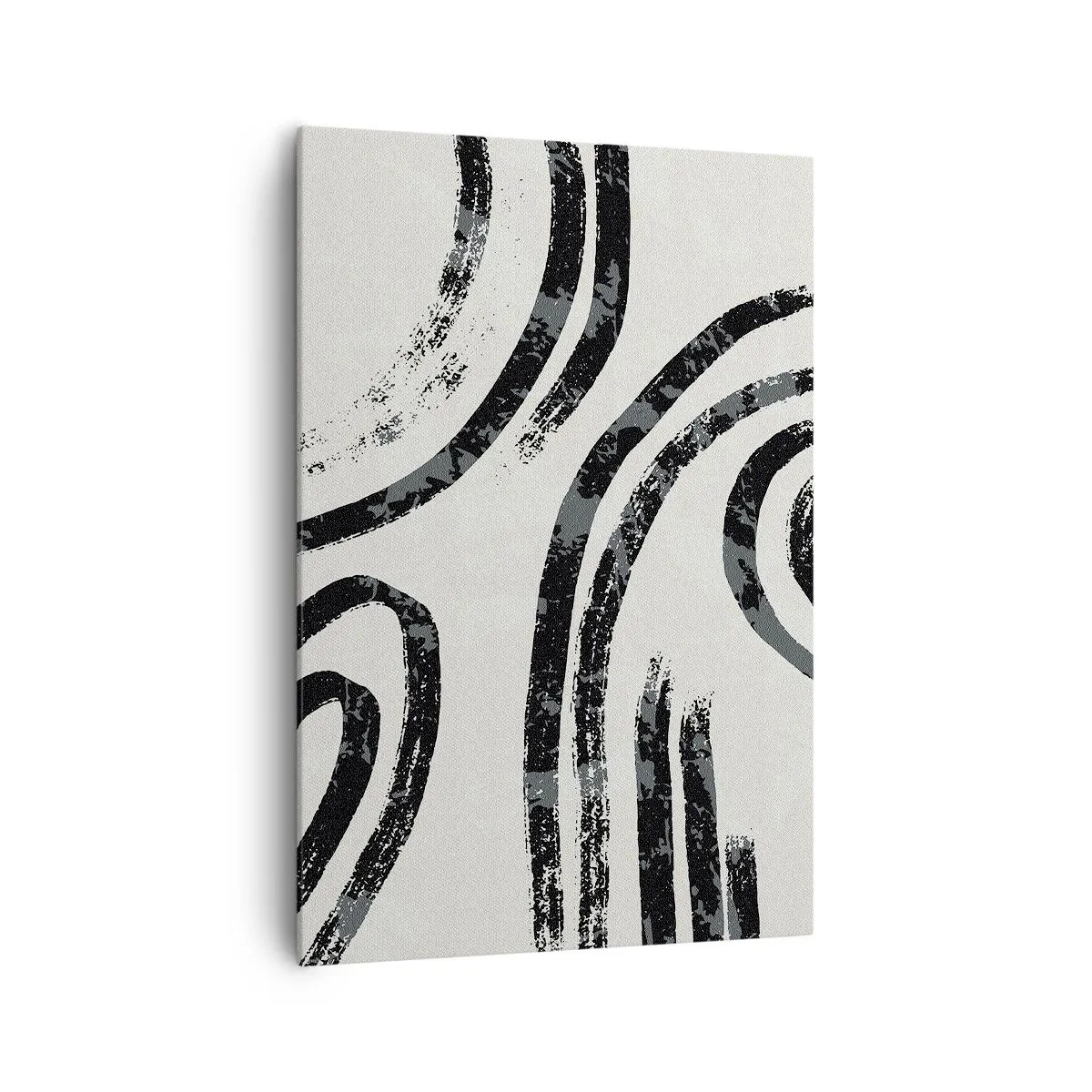 Quadro su tela - Stampe su Tela - Linee astratte in bianco e nero su uno sfondo chiaro - 70x100cm - Interrotto a metà - Decorazione murale moderna per soggiorno e camera da letto ARTTOR