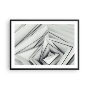 Poster in cornice nera - Una composizione astratta di forme geometriche nelle tonalità del grigio. - 70x50cm - Germogli spigolosi - Decorazione murale moderna per soggiorno e camera da letto ARTTOR