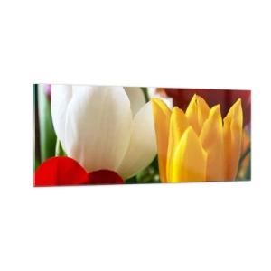 Quadro su vetro - La febbre dei tulipani - 100x40 cm