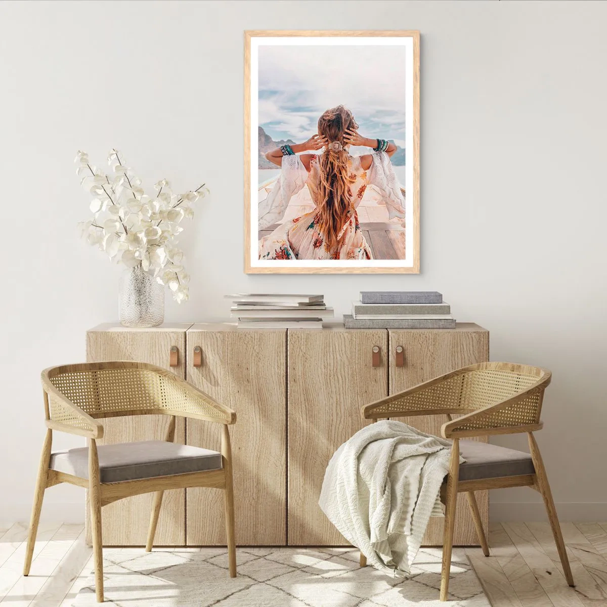 Poster in cornice rovere chiaro - In cammino verso la felicità - 61x91 cm