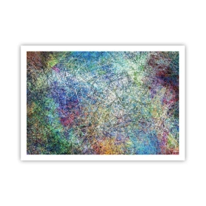 Poster - Composizione astratta con linee e texture multicolori - 100x70cm - Non è cosi semplice - Decorazione murale moderna per soggiorno e camera da letto ARTTOR