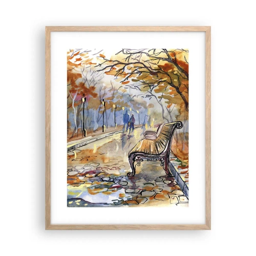 Poster in cornice rovere chiaro - Passeggiando insieme l'autunno - 40x50 cm
