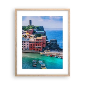 Poster in cornice rovere chiaro - Magica cittadina mediterranea - 40x50 cm