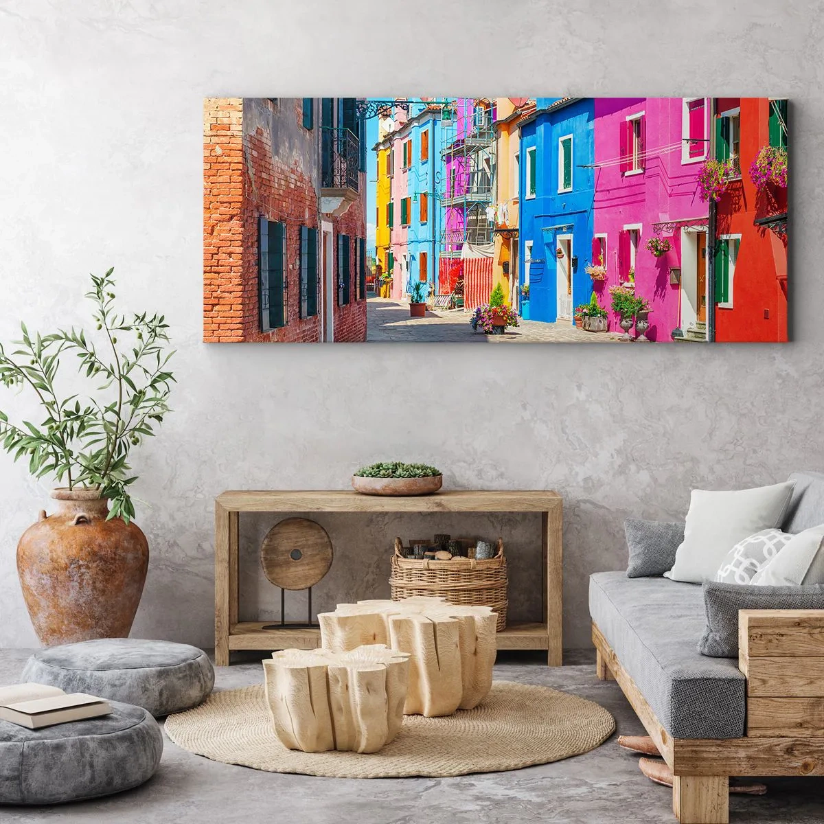 Quadro su tela - Stampe su Tela - La cittadina dei pappagalli - 100x40 cm