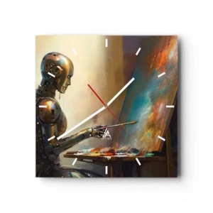 Orologio da parete - Orologio in Vetro - L'arte del futuro - 40x40 cm