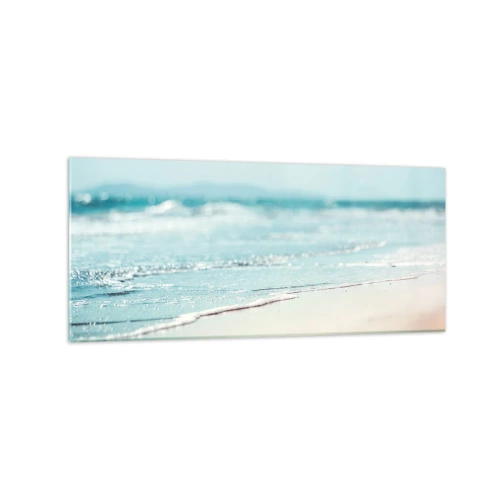 Quadro su vetro - Dolci onde dell'oceano su una spiaggia sabbiosa - 120x50cm - Calore e rumore - Decorazione murale moderna per soggiorno e camera da letto ARTTOR