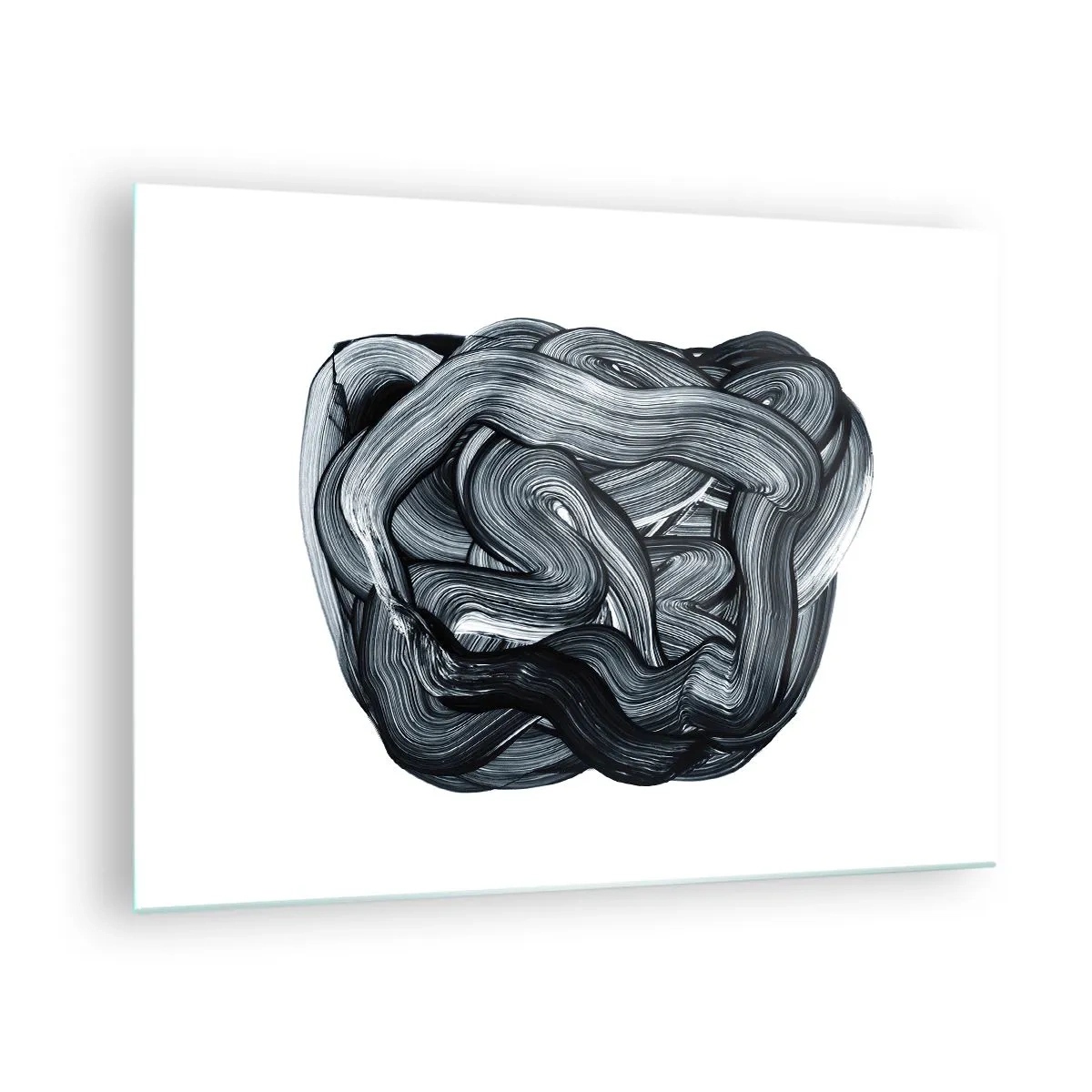 Quadro su vetro - Astrazione con pennellate in bianco e nero - 70x50cm - Non è così semplice - Decorazione murale moderna per soggiorno e camera da letto ARTTOR